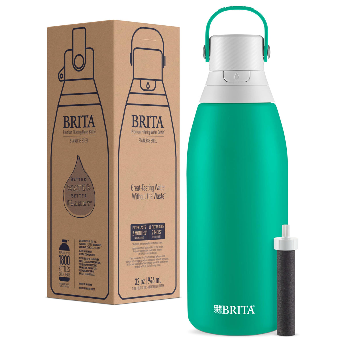 BRITA replacement filter guide shows 40-gallon lifecycle