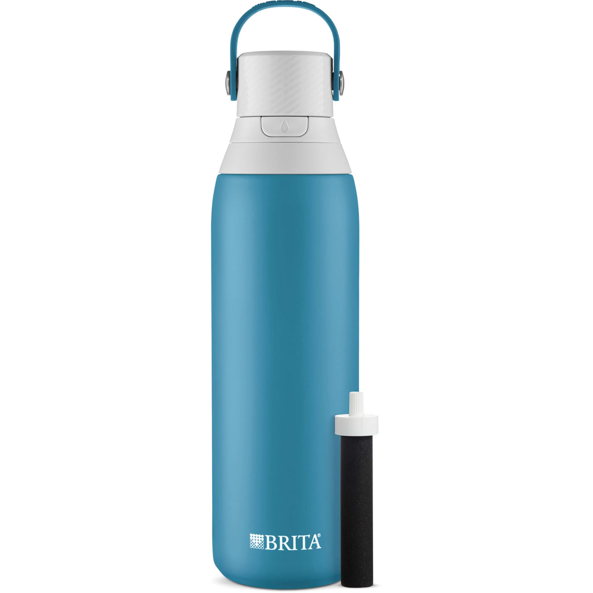 Brita insulated filtered water bottle 20oz Blue Jay keeps water cold and tastes fresh.