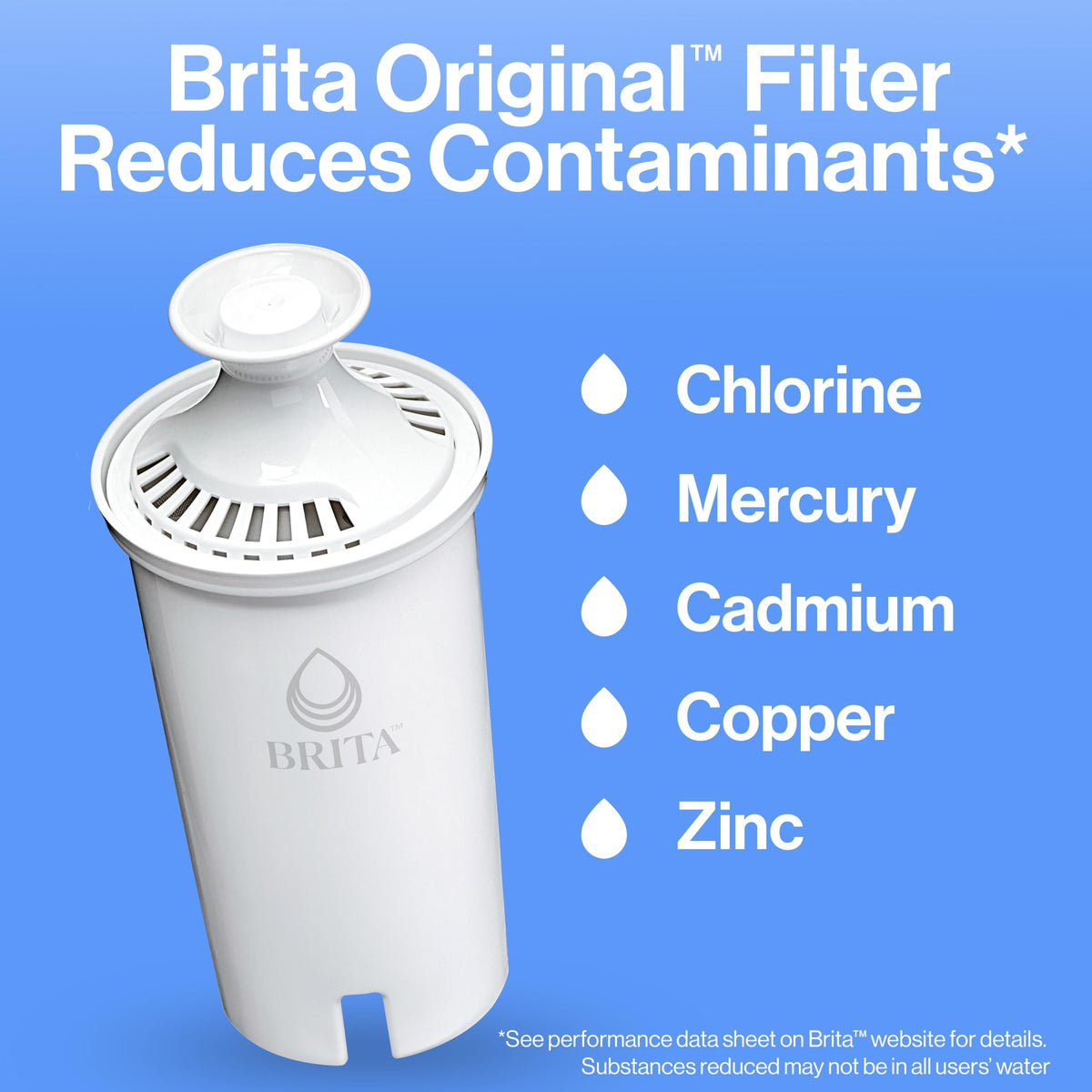 Brita large pitcher pouring water into a glass for quick refills.