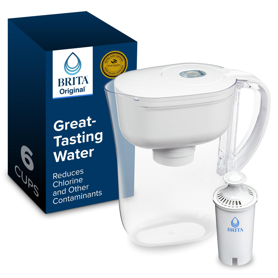 Brita Metro pitcher with locking lid provides compact 6-cup fridge hydration