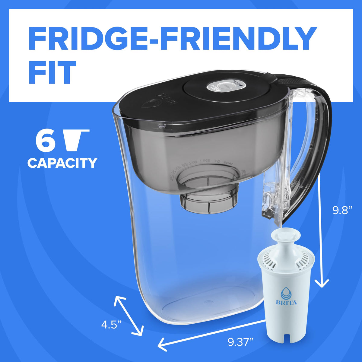 BRITA Small 6-Cup Pitcher on a kitchen counter for everyday use.