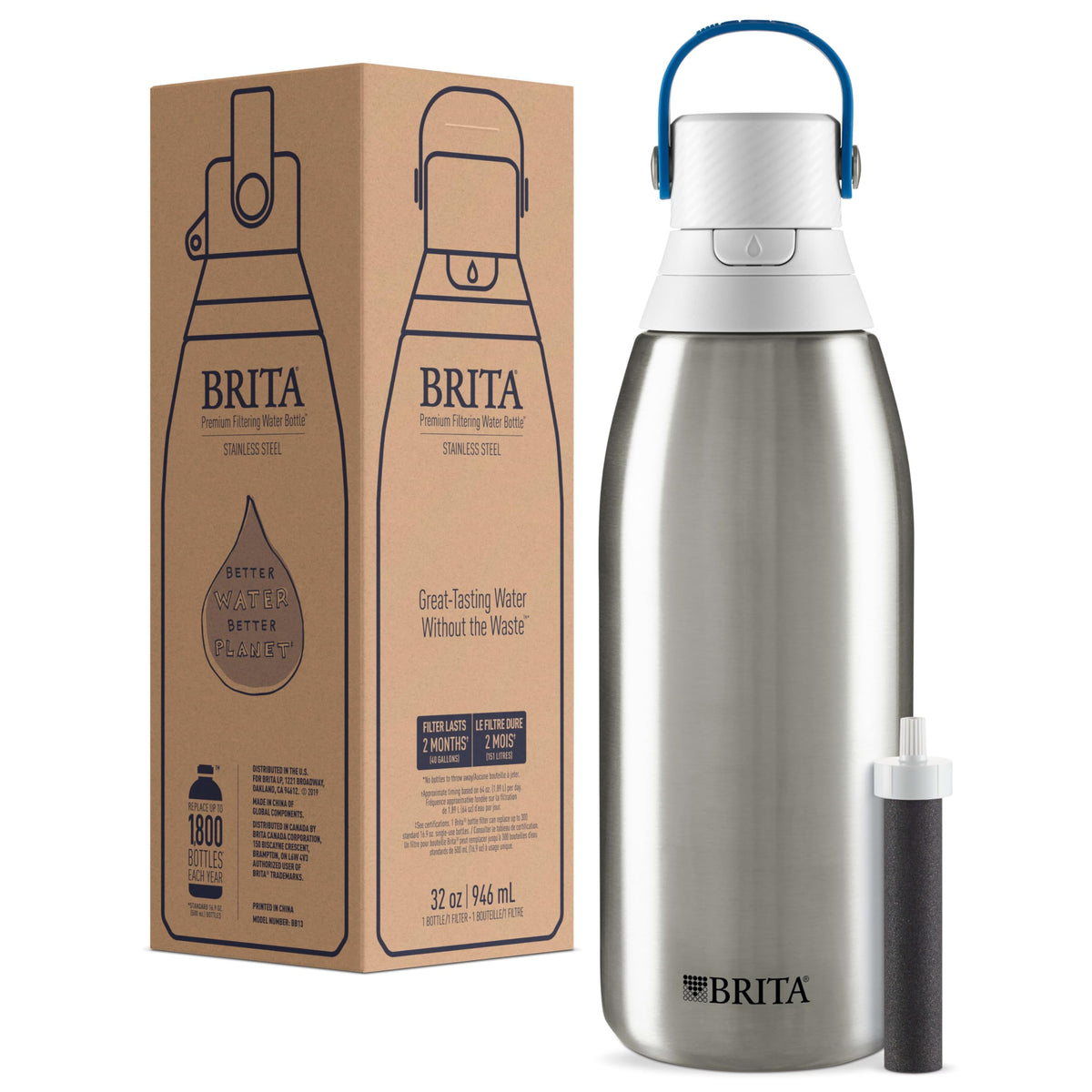 Brita bottle replaces hundreds of single-use plastic bottles annually.
