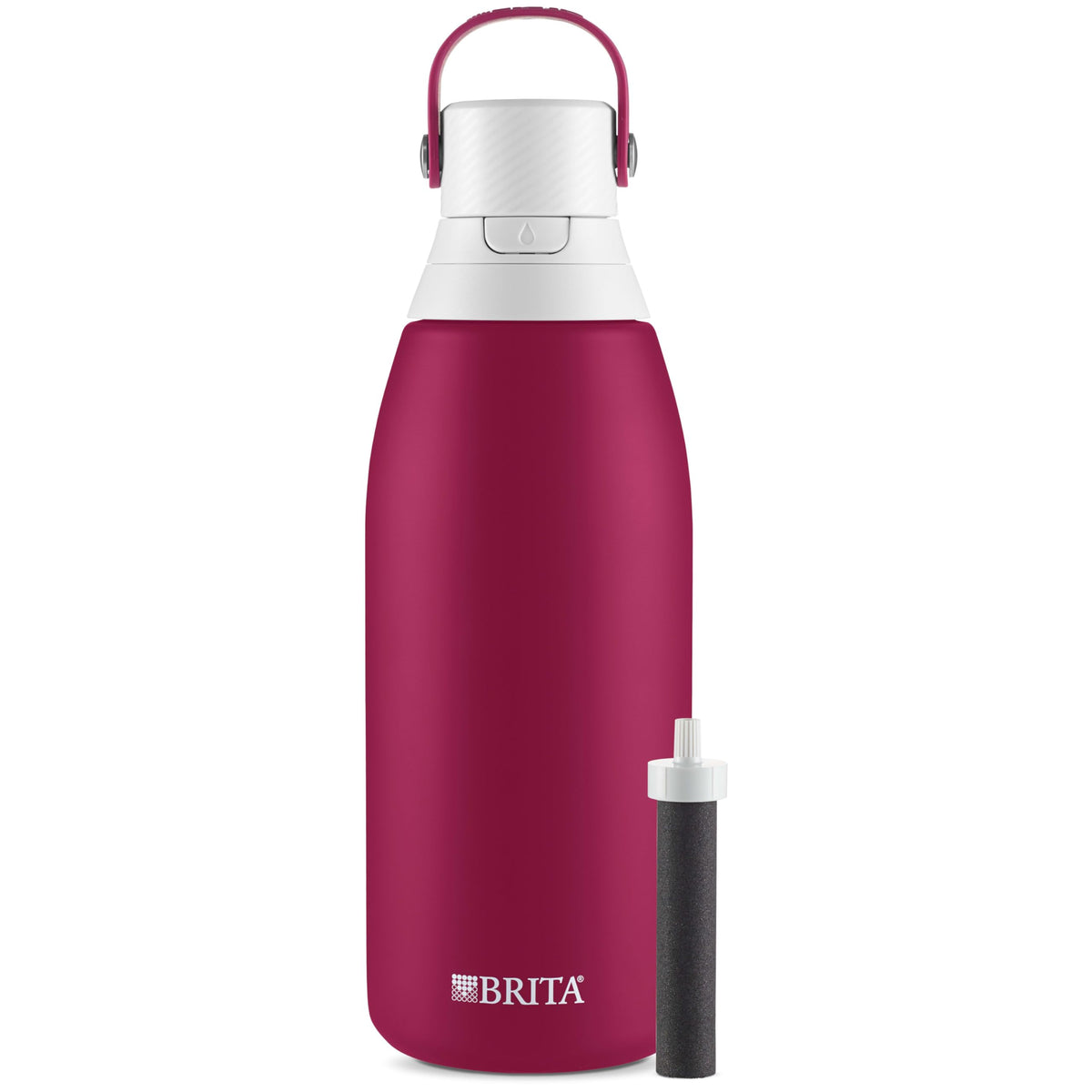 Brita Ruby 32oz insulated bottle with straw keeps water cold and tastes fresh