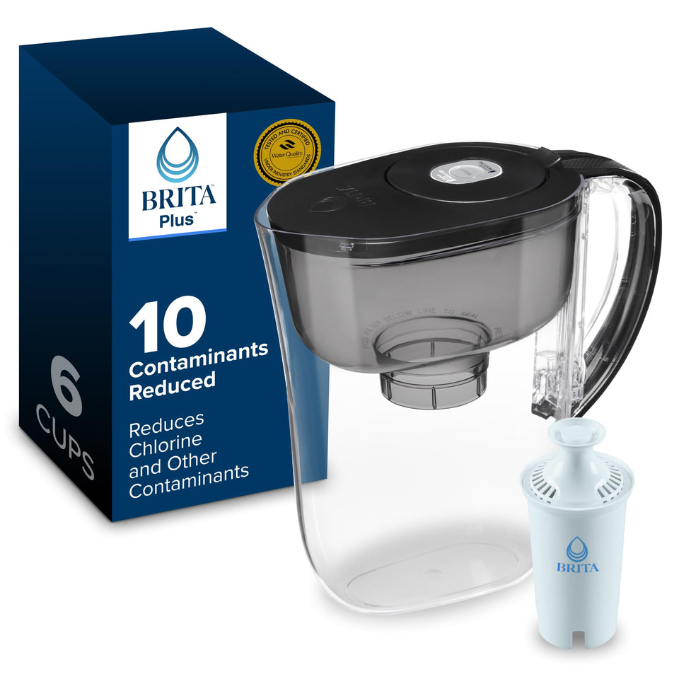 BRITA Small 6-Cup Pitcher Metro Black for quick, clean water.