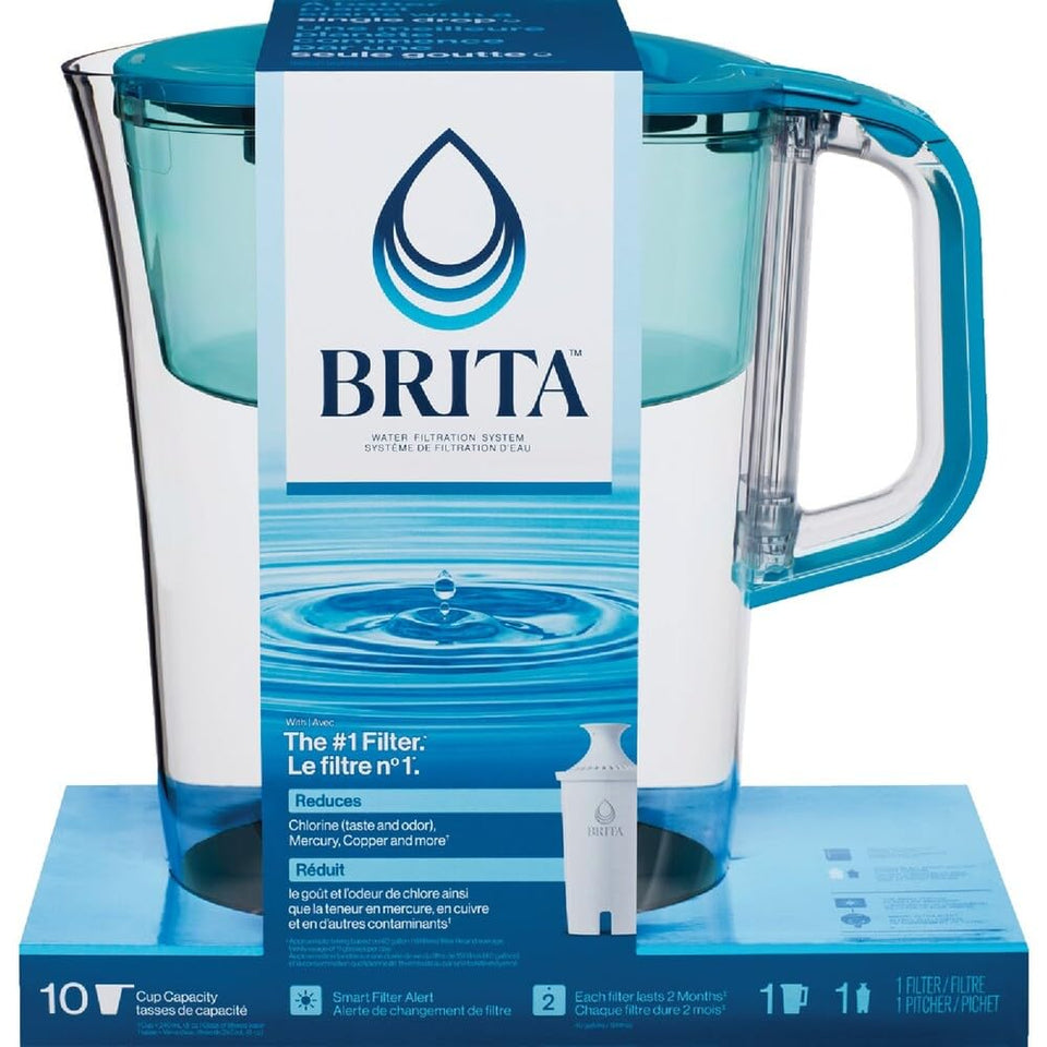 Brita Tahoe large pitcher in transparent teal for easy hydration.