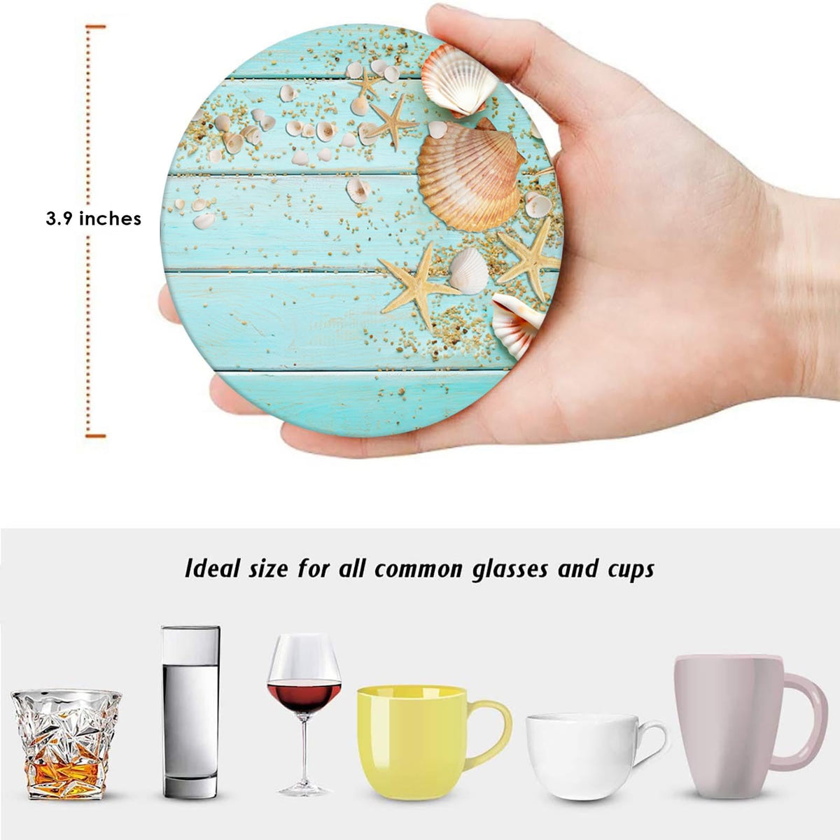 Britimes set displayed in metal holder for tidy, accessible coasters