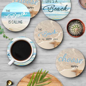 Britimes round coasters add coastal teal decor to any table setting.