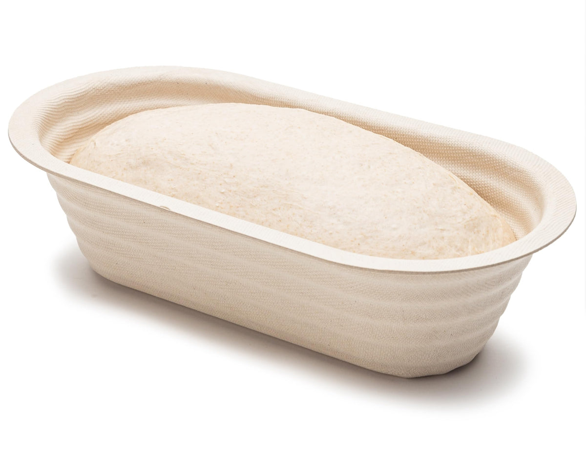 Brod & Taylor Banneton Batard 10-inch proofing basket showing stackable design for organized proofing