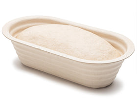 Brod & Taylor Banneton Batard 10-inch proofing basket showing stackable design for organized proofing