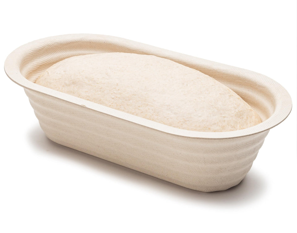 Brod & Taylor Banneton Batard 10-inch proofing basket showing stackable design for organized proofing