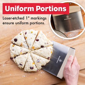 Brod and Taylor bench knife with wide 6x5.25 inch surface for easy dough lifting.