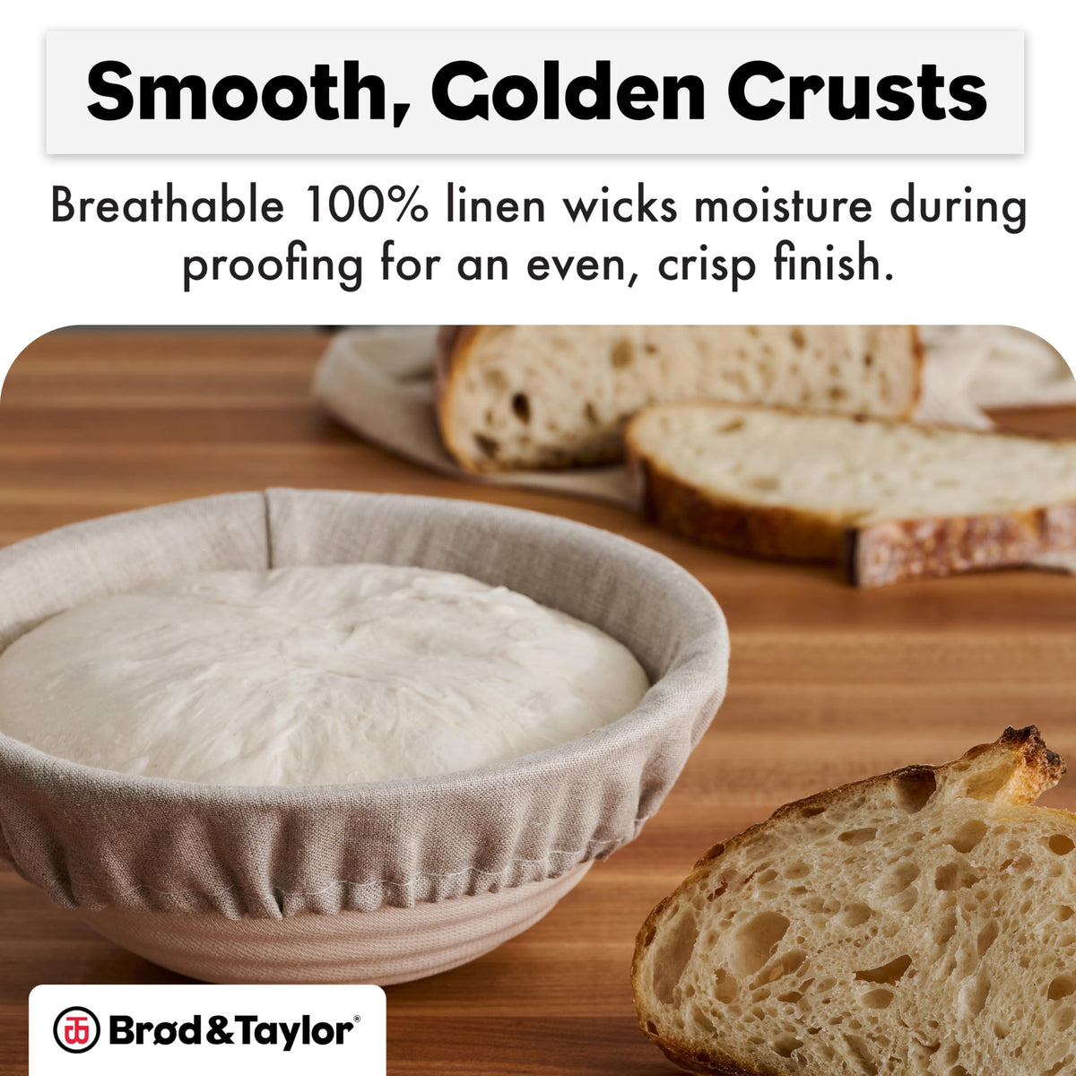 Close-up showing easy release for high-hydration dough using the liner.