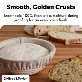 Close-up showing easy release for high-hydration dough using the liner.