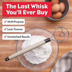 Multi-use Brod & Taylor dough whisk suitable for cookies and pancakes.