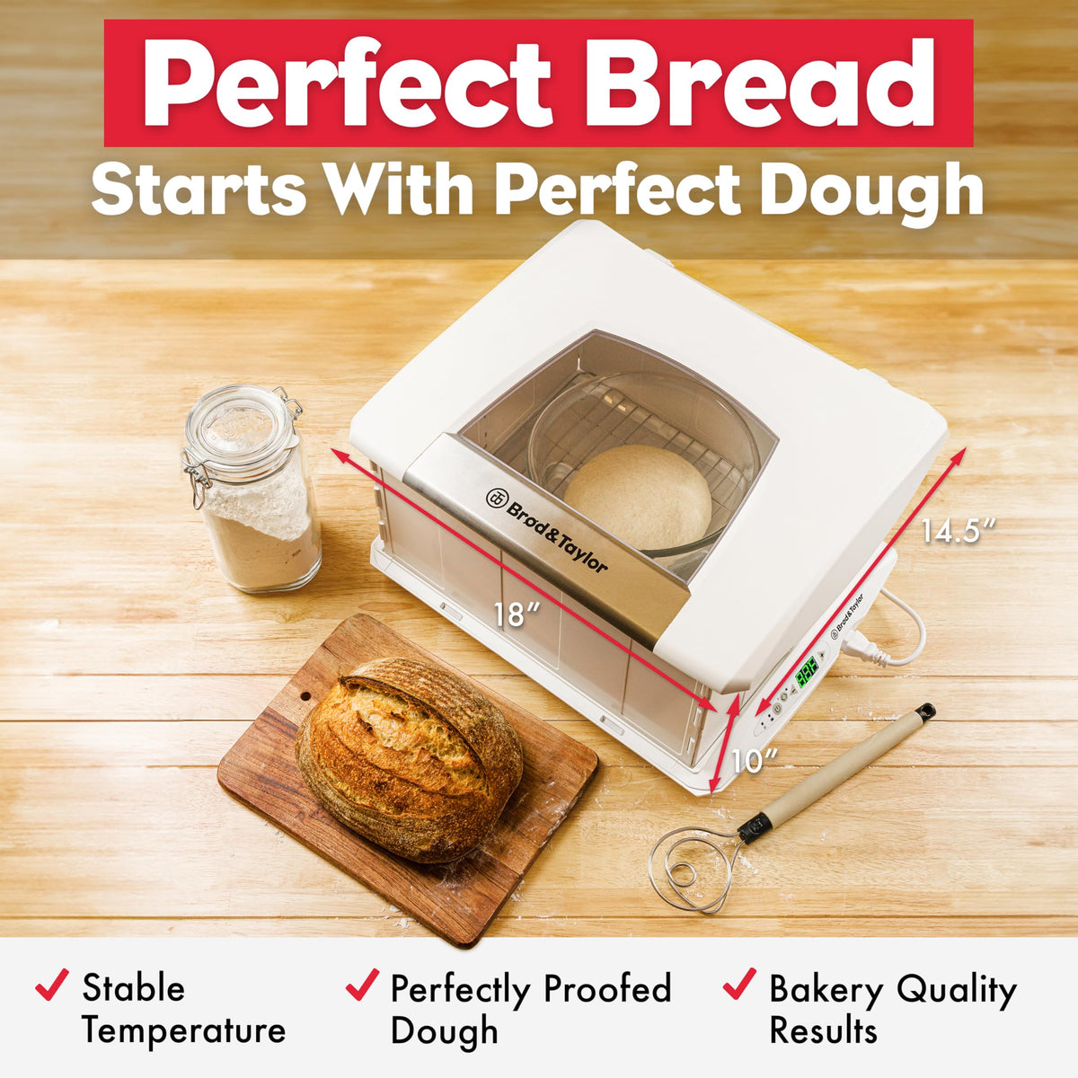 Brod & Taylor folding proofer interior visible with open lid for even proofing.