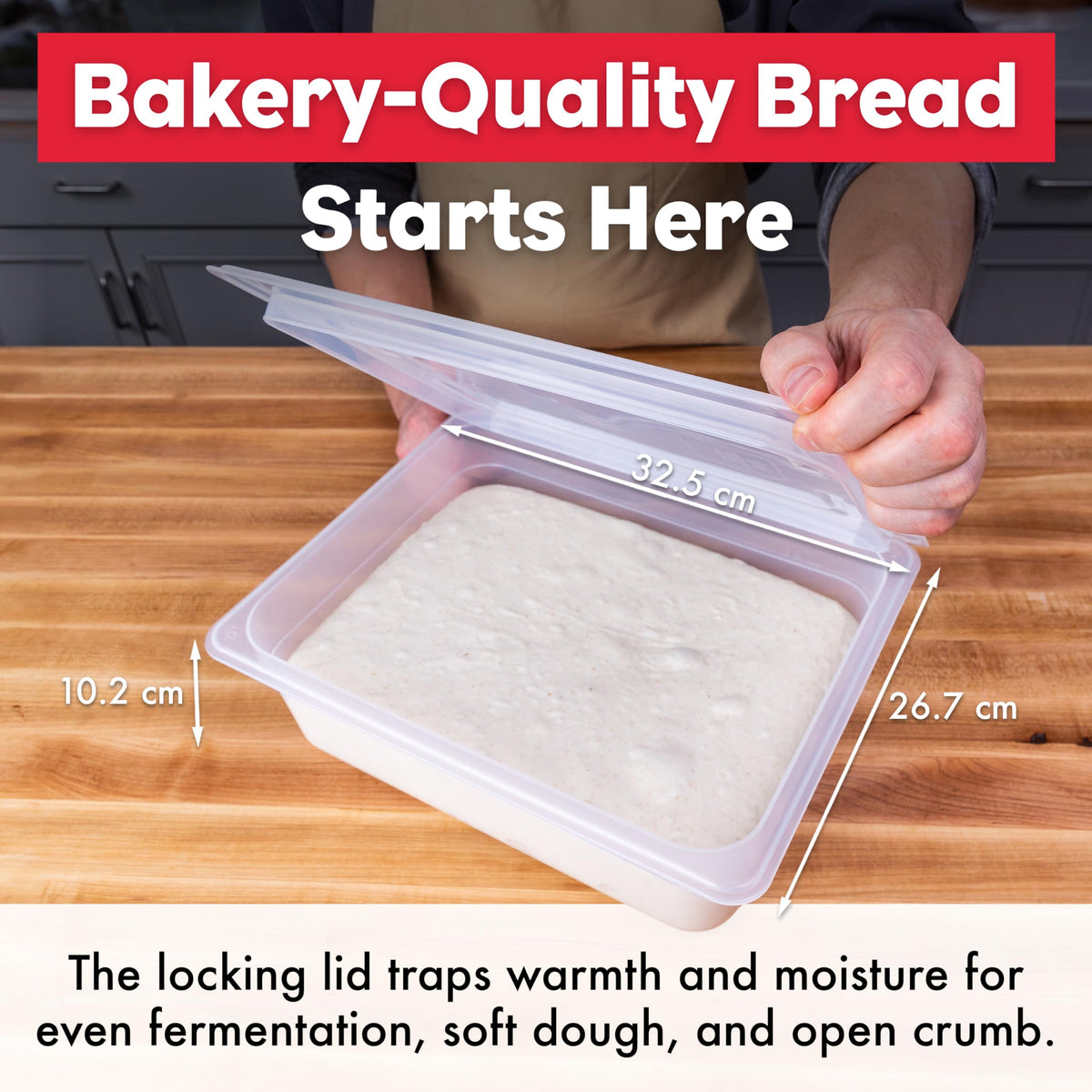 Brod & Taylor lid seals in moisture to keep dough soft and fermenting