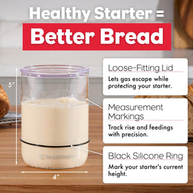 Brod & Taylor starter jar is dishwasher-safe for quick cleanup after baking