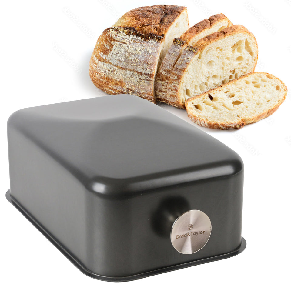 Brod & Taylor Ultralight Baking Shell showcases sourdough batard for even bake and crispy crust.