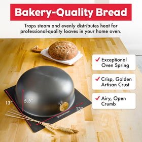 Brod & Taylor Ultralight Baking Shell captures steam for even heat distribution.