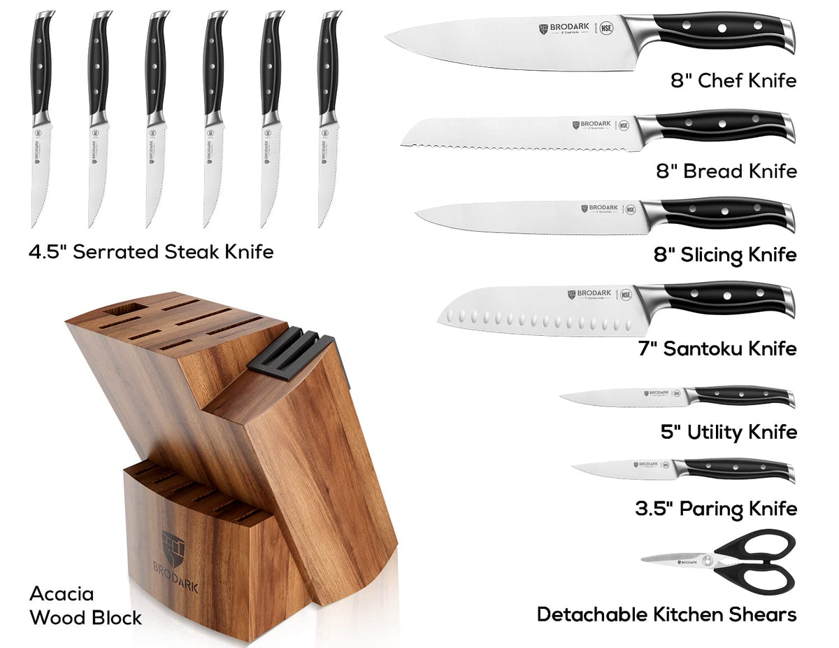 BRODARK 8-inch chef knife ready for chopping and slicing with balanced grip.