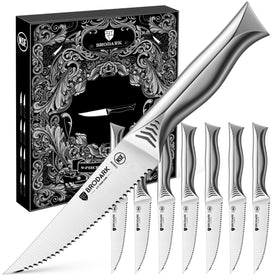 BRODARK steak knives 8-set blade close-up for precise meat slicing