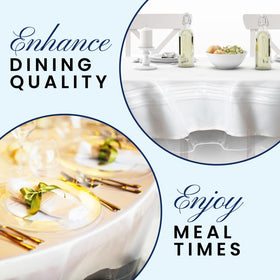 Broder MFG wipeable table cover for quick cleanup after meals.