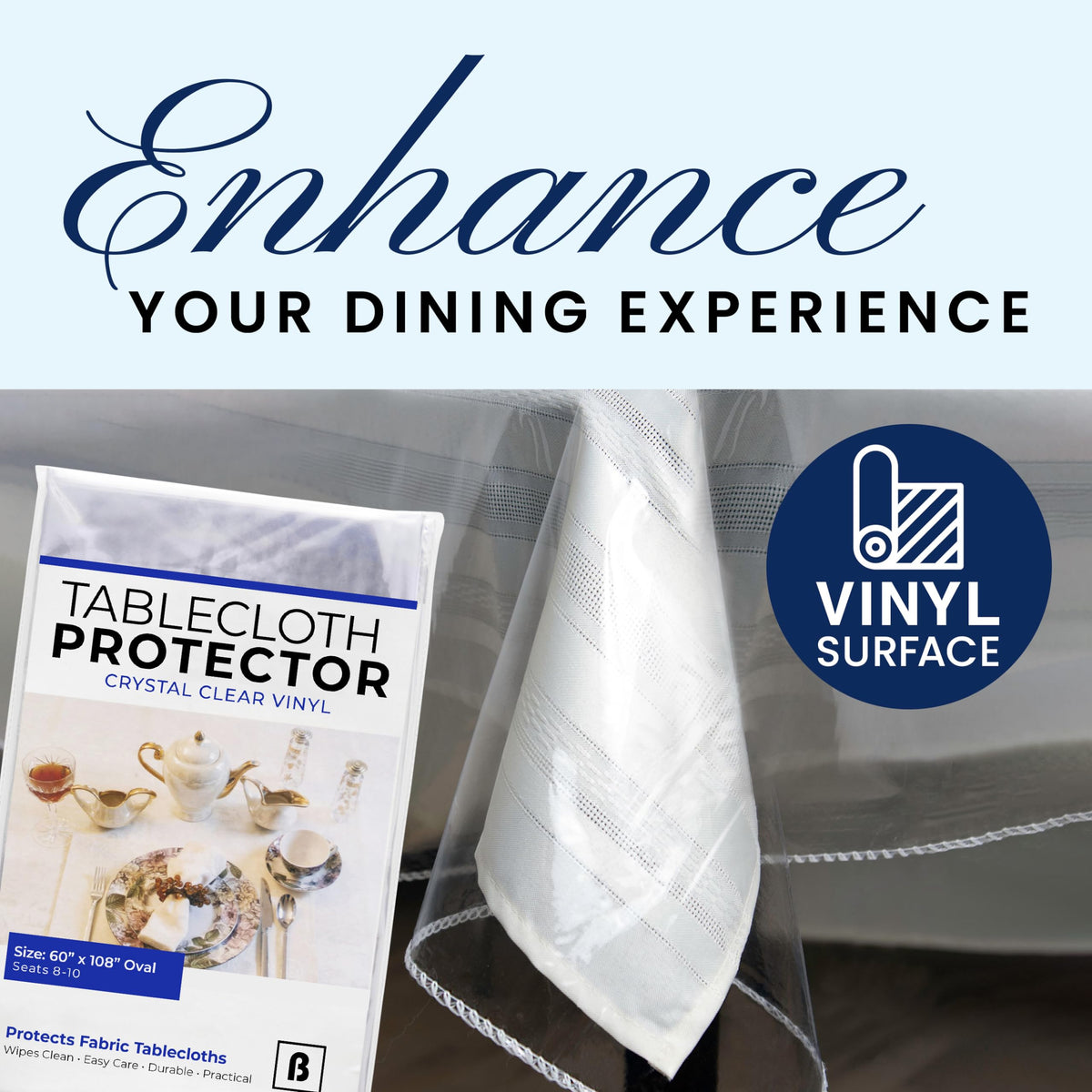 BRODER MFG thick durable vinyl table cover with hemmed edge.