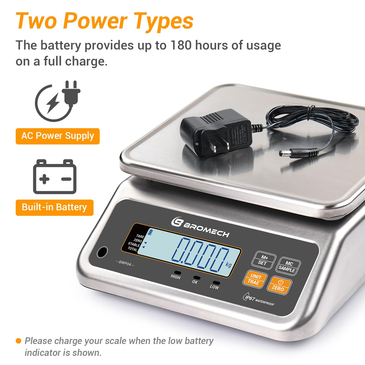 BROMECH 66 lb food scale stainless steel platform for durable commercial use