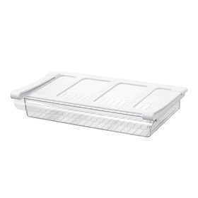 Bronkeeper pull-out fridge drawer neatly organizes cheese slices for quick access.