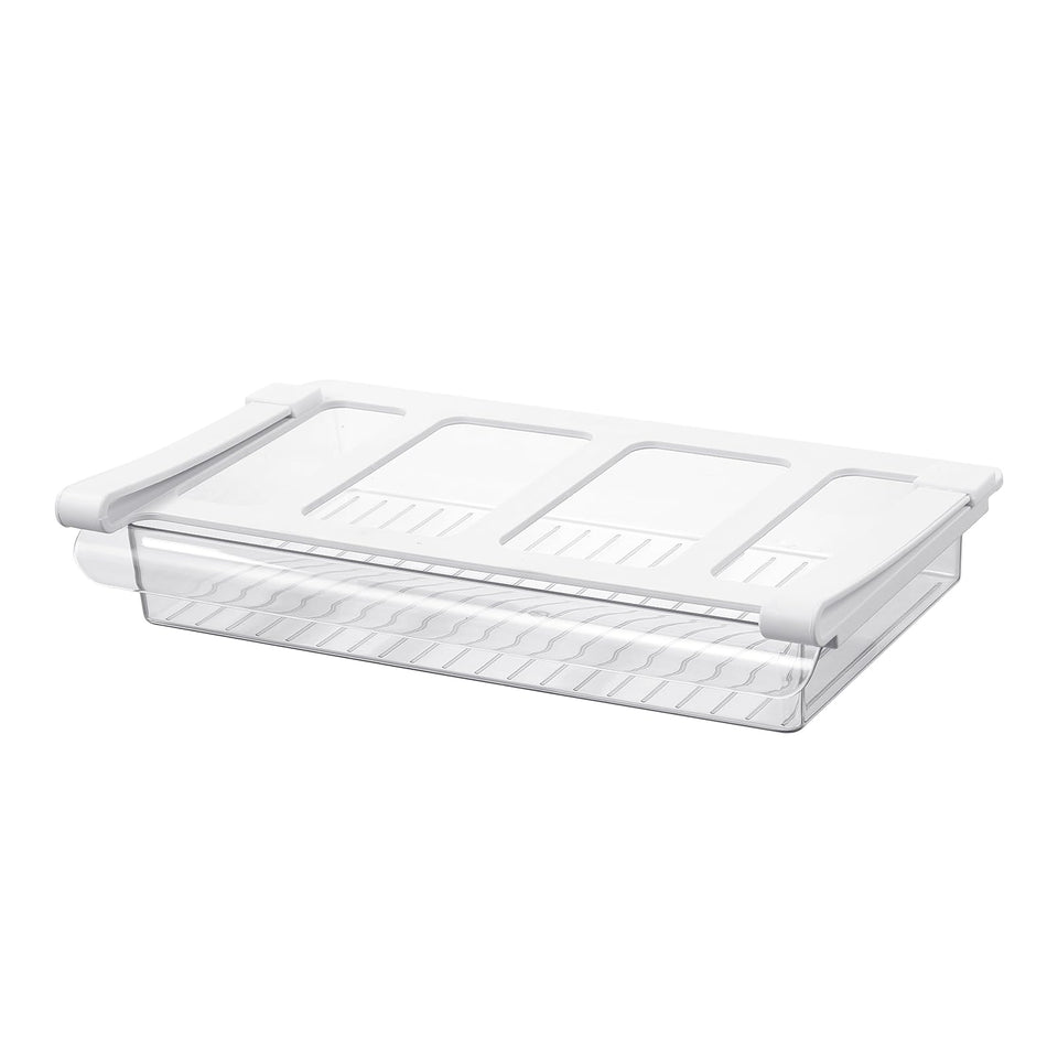 Bronkeeper pull-out fridge drawer neatly organizes cheese slices for quick access.