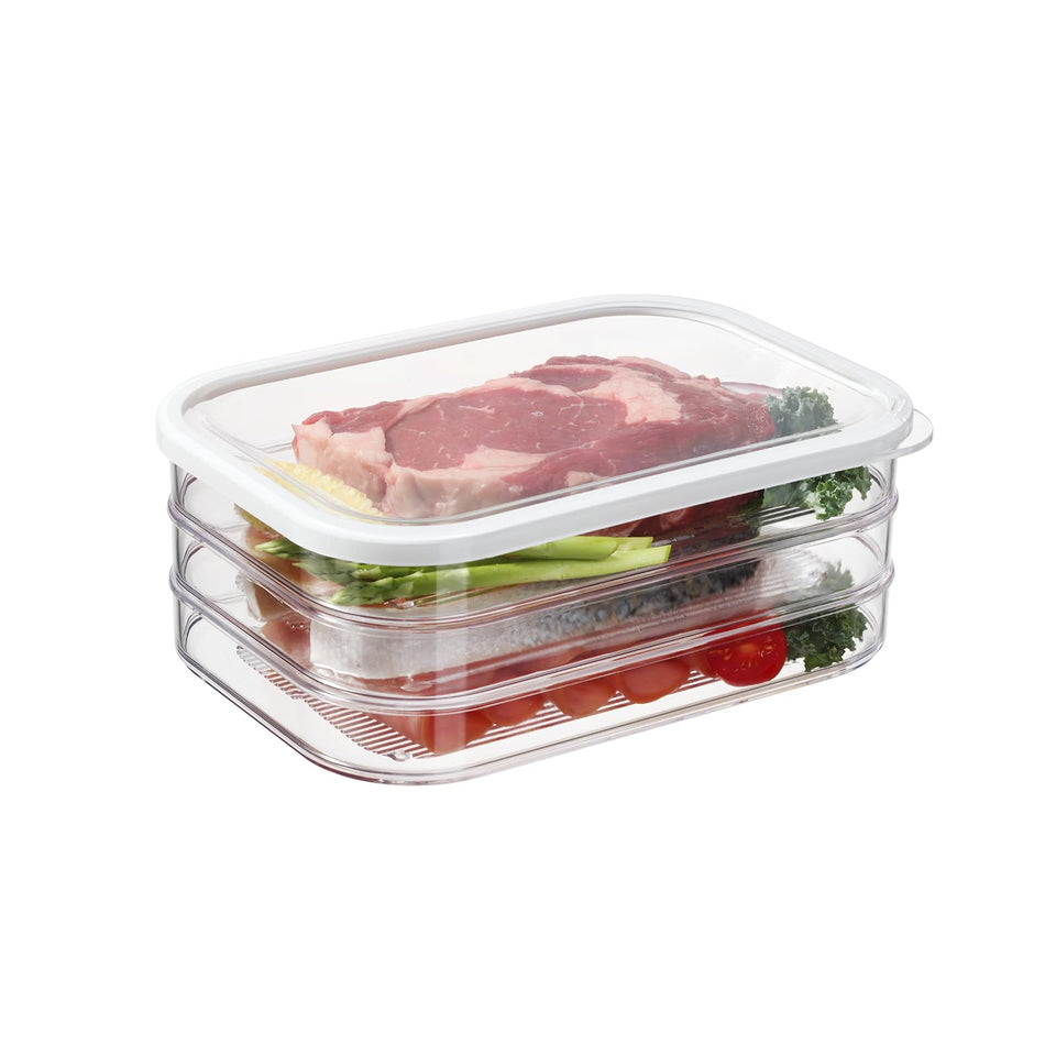 Bronkeeper stackable deli meat container, 3-tier design saves fridge space and keeps contents organized.