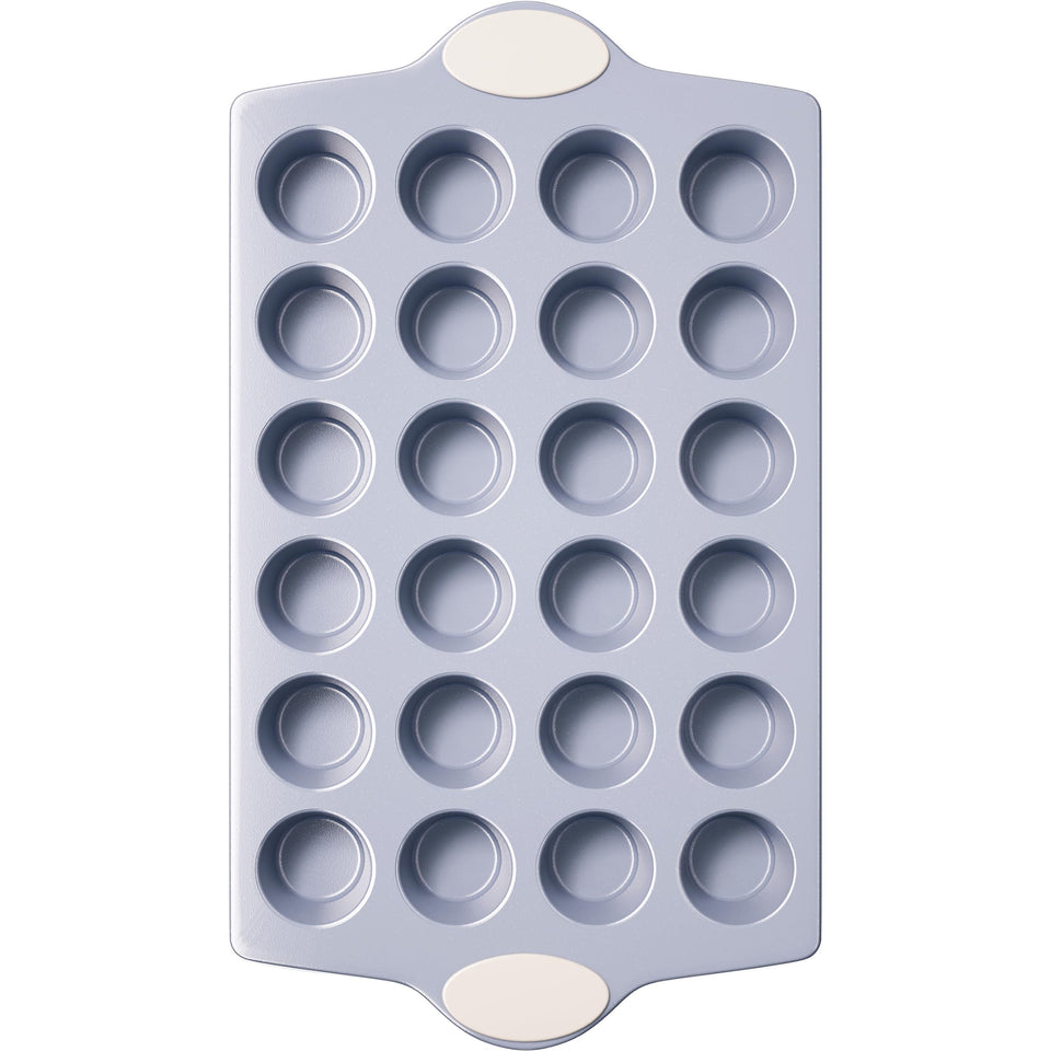 BronyPro 24-cup ceramic mini muffin pan with nonstick coating for easy release.