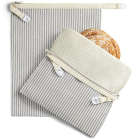 BRONYPRO bread bags grey with zipper closure to keep loaves fresh