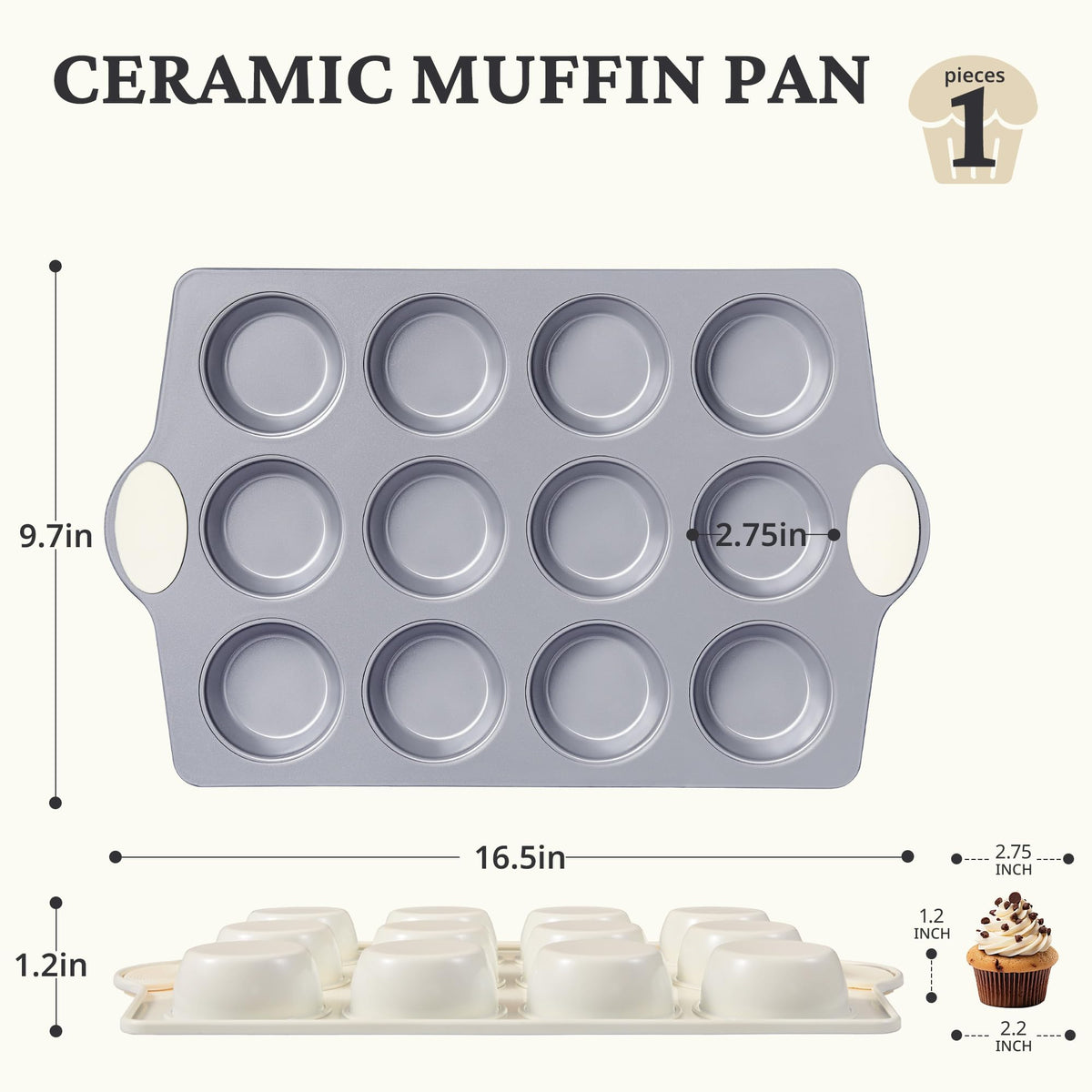 BRONYPRO nonstick ceramic surface enables easy cleanup and reduced dishwashing.