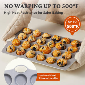 BronyPro easy-release surface reduces sticking and scrubbing after baking.