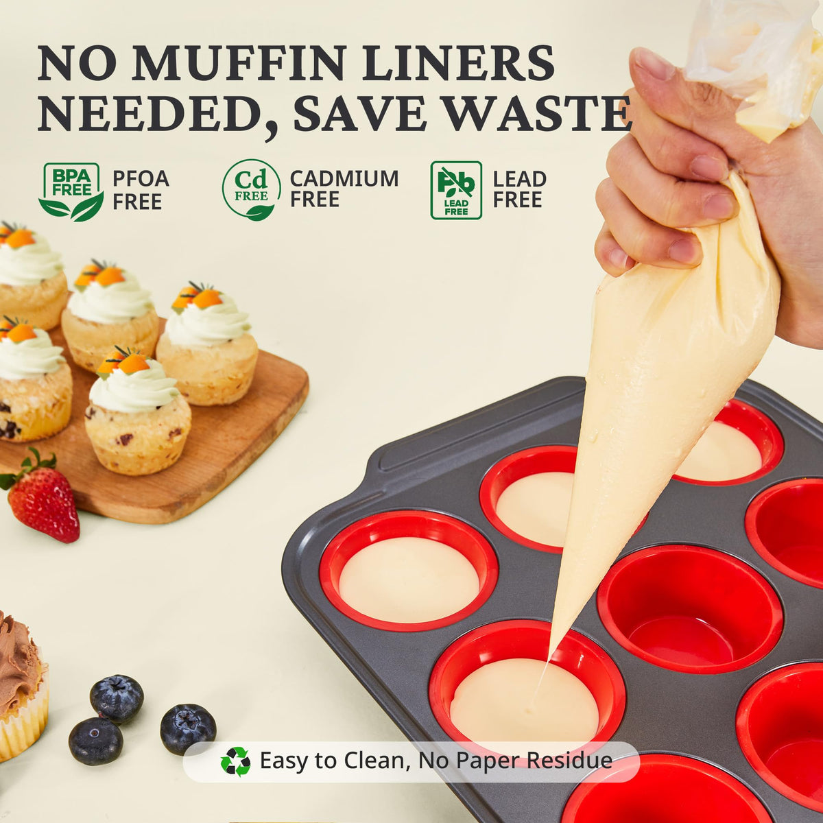 BronyPro food-grade silicone cups ensure safe baking
