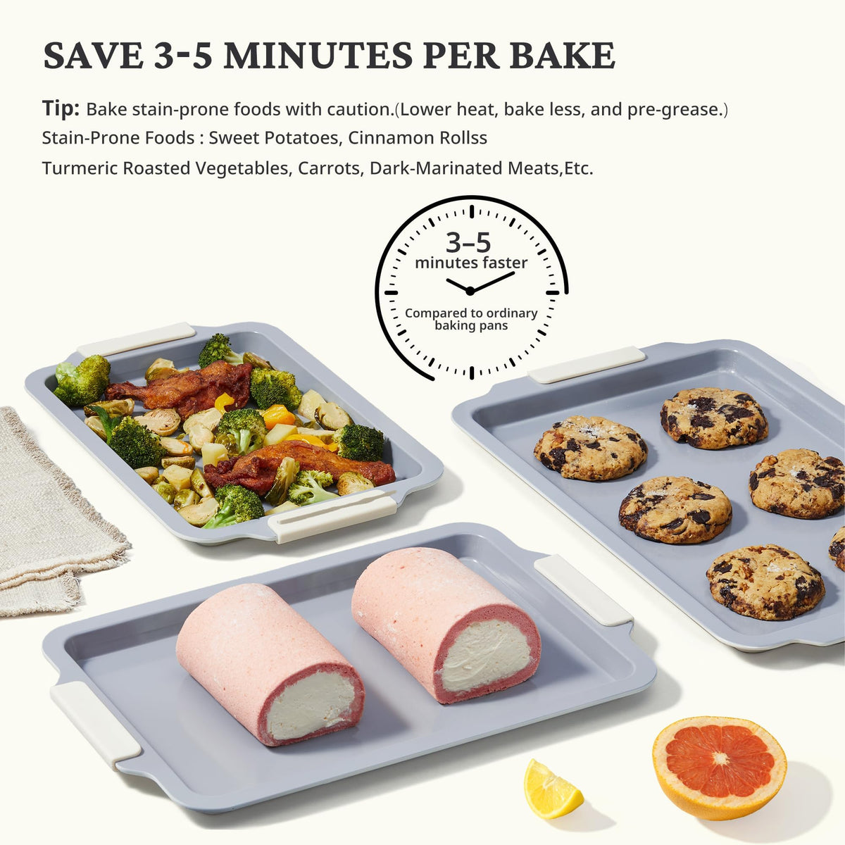 BronyPro quarter-sheet pan ready for cookies and snacks with quick cleanup