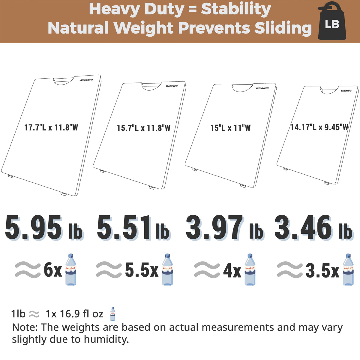 Built-in stainless steel handle on Brosisincorp cutting board for easy lifting