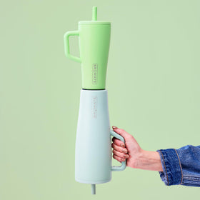 BrüMate Era with cup-holder friendly base fits standard car drink holders.
