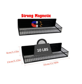 Close-up of Bruda magnetic shelf showing strong magnet and metal finish.
