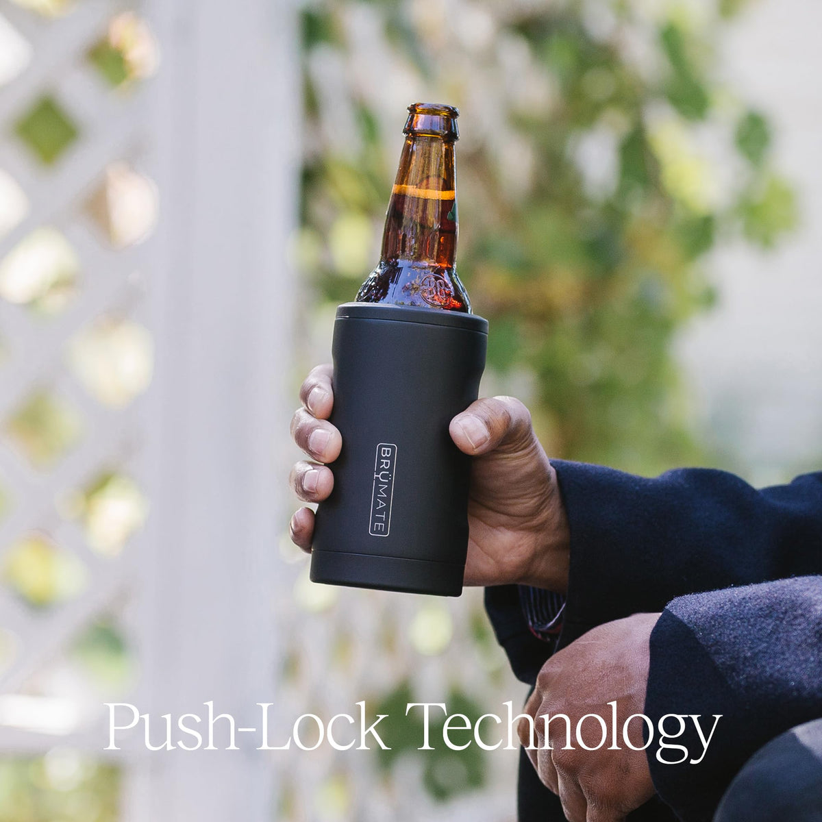 BrüMate BOTT’L push-lock gasket seals the bottle for secure cooling on outings.