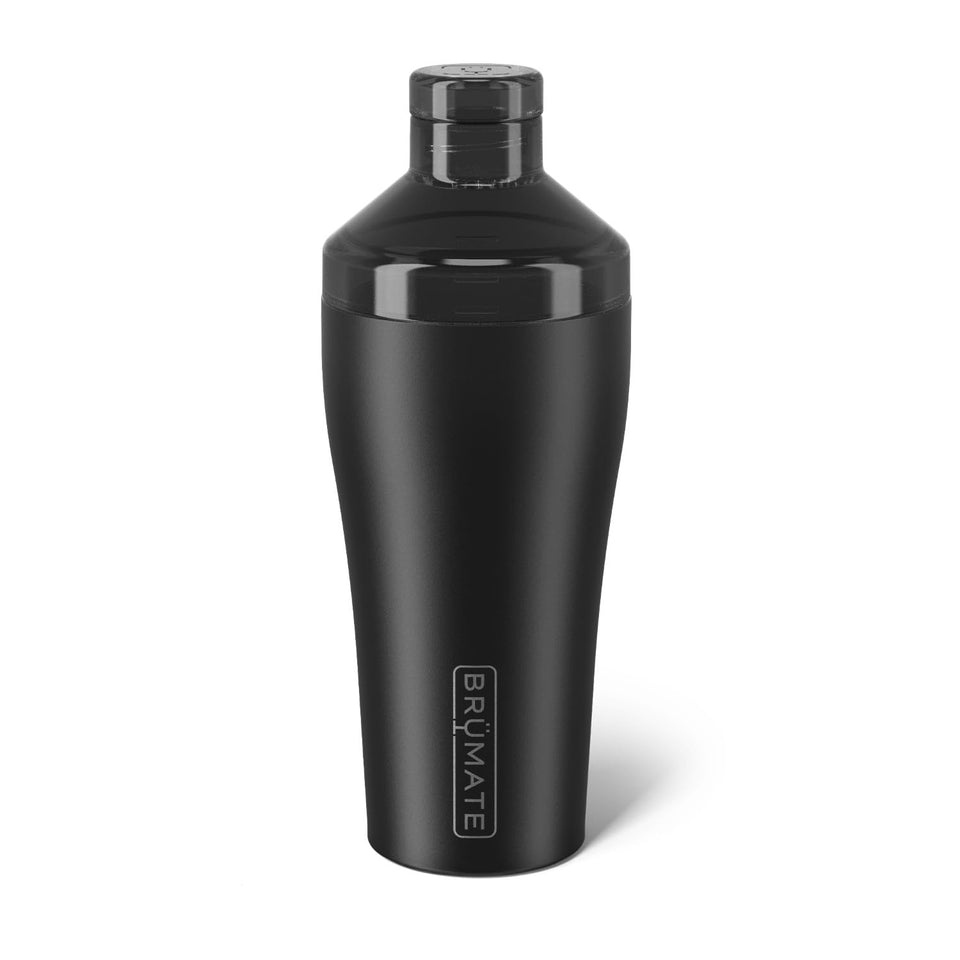 BrüMate 22oz insulated cocktail shaker in matte black keeps drinks cold without condensation.