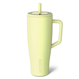 BrüMate Era 40 oz tumbler with handle and straw for spill-free travel.