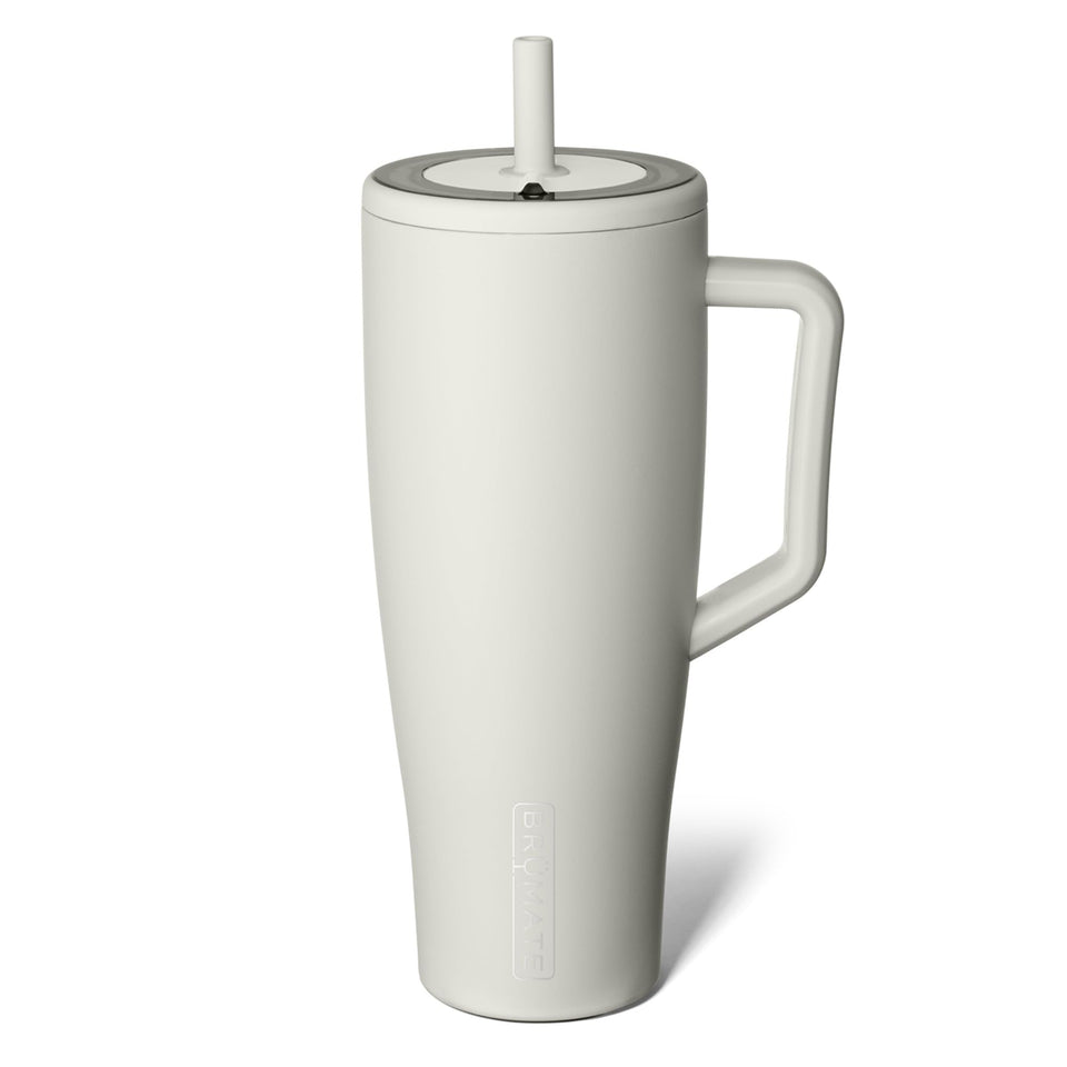 BrüMate Era 40 oz tumbler with handle and straw for spill-free on the go.