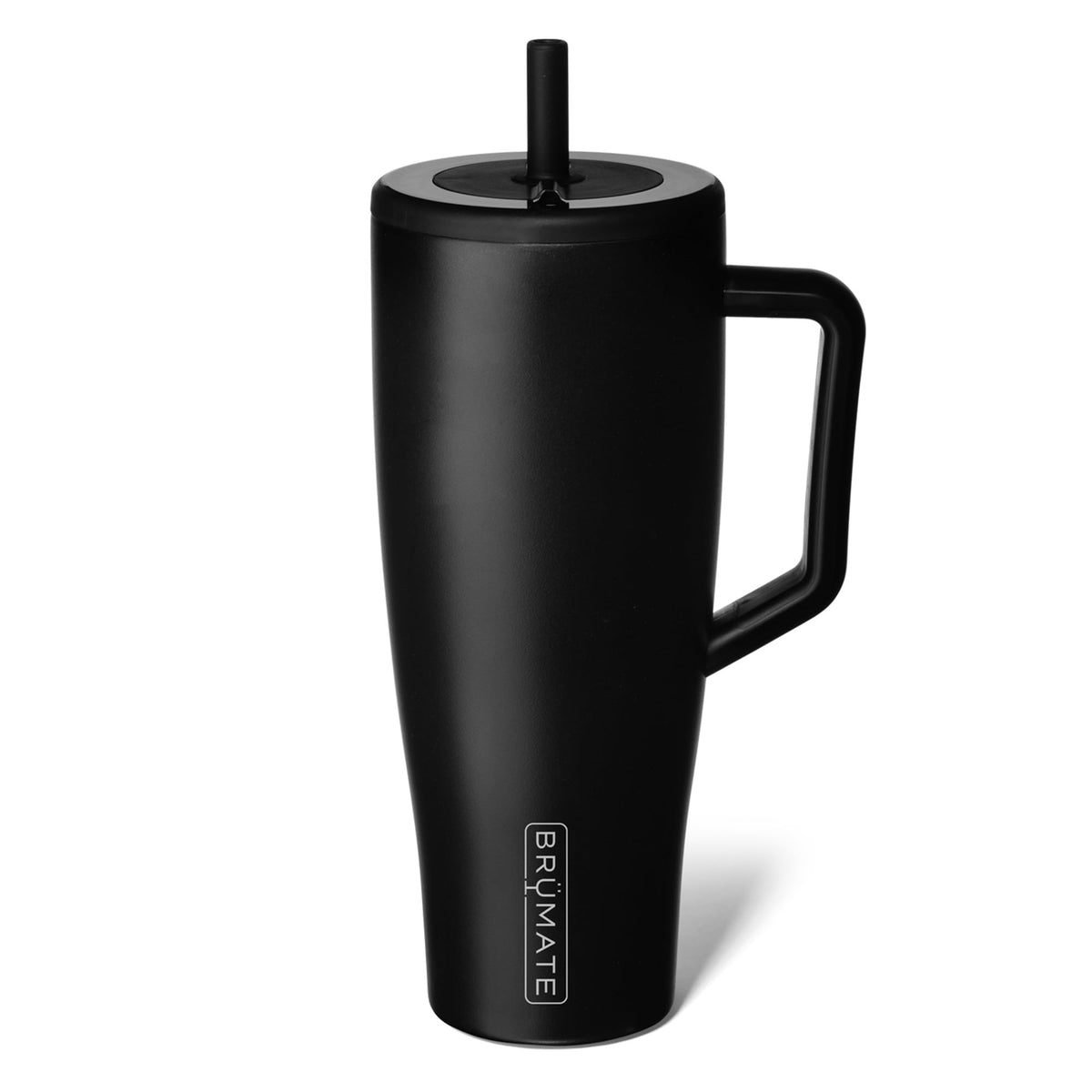 BrüMate Era 40oz tumbler with matte black handle for effortless on-the-go sipping.