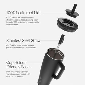 BrüMate Era 40oz tumbler with SoftSip straw offers comfortable sipping and reduced plastic exposure.