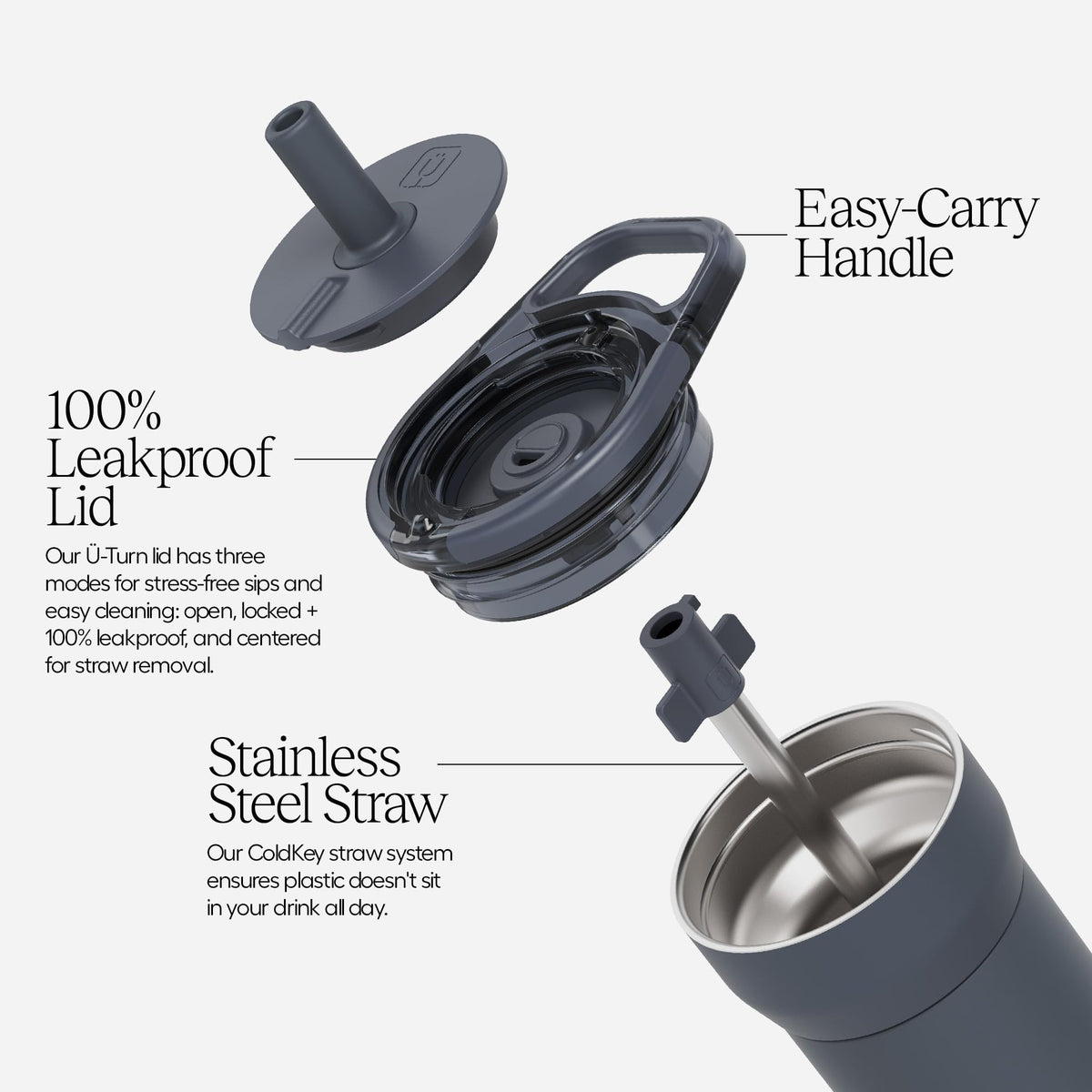 BrüMate Leap 12oz handle design makes one-handed drinking easy.