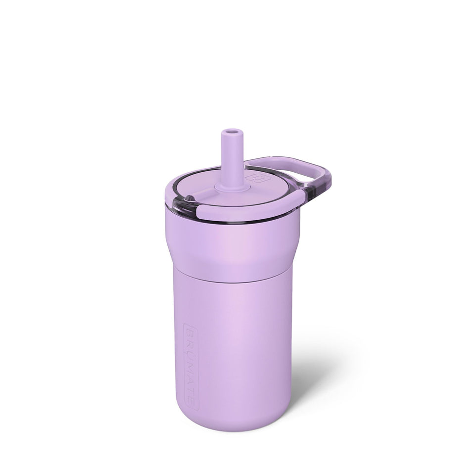 BrüMate Leap 12oz kid tumbler front view showing leakproof design for backpacks