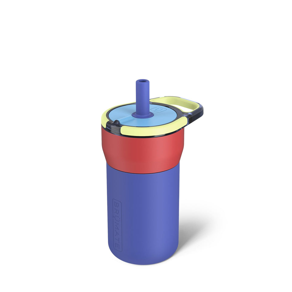 BrüMate Leap 12oz leakproof kid tumbler with a secure lid keeps backpacks mess-free.