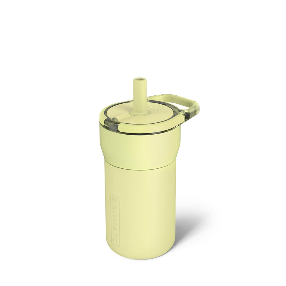 BrüMate Leap 12oz leakproof tumbler with dial-locked design for spill prevention.
